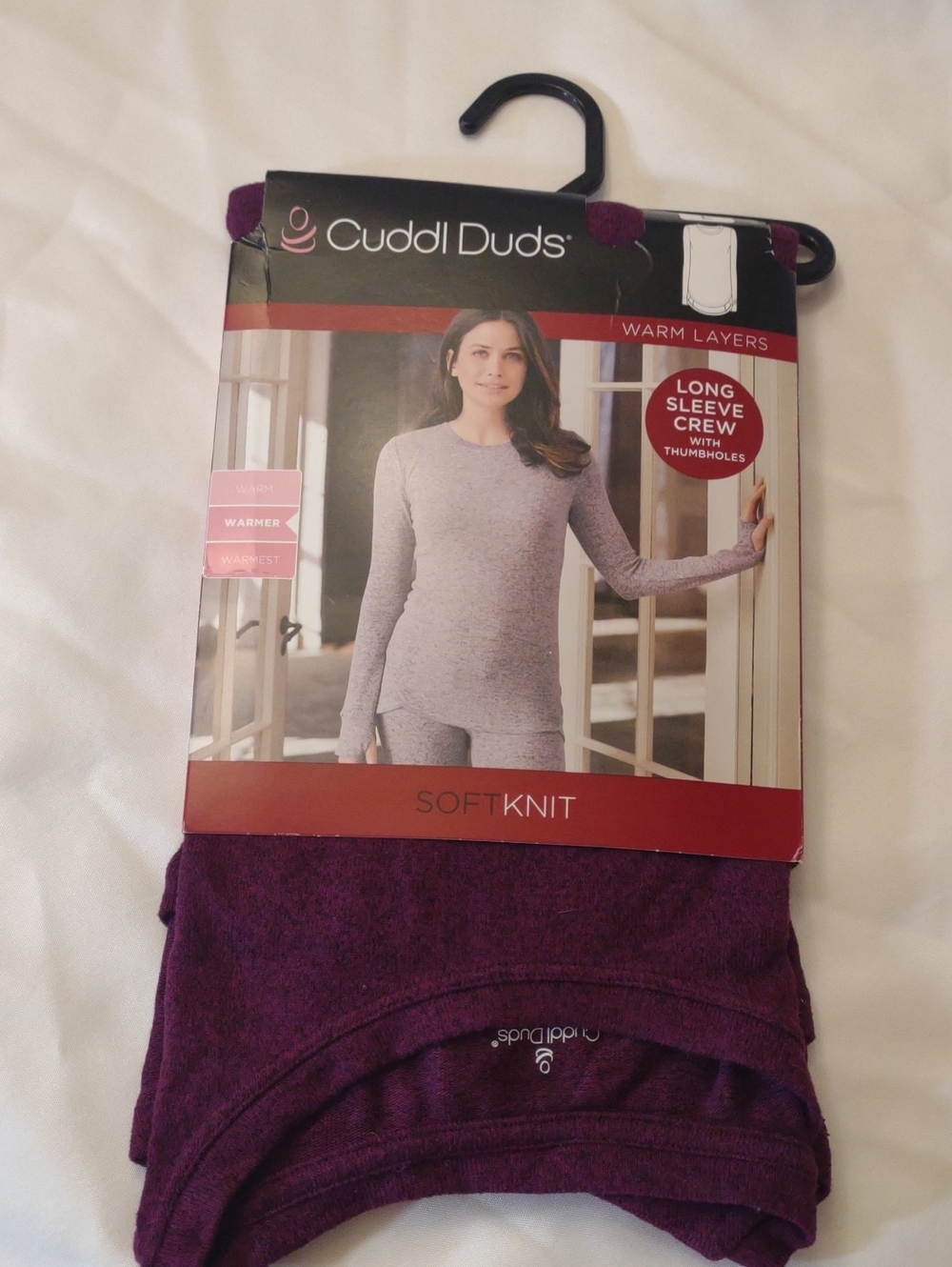 NWT Cuddl Duds Long Sleeve Crew Sweater in Heather Plum - Size L